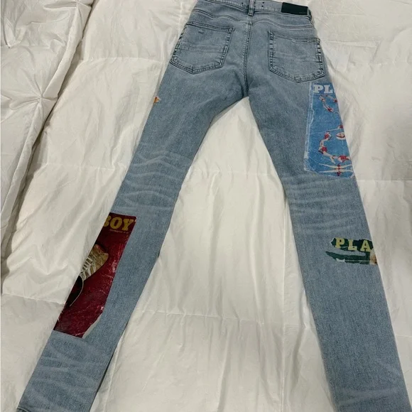 Amiri Playboy Patch Distressed Skinny Jeans - Picture 3 of 4